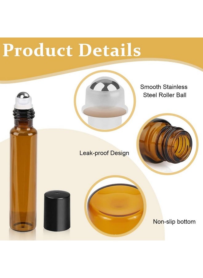 maycreate MAYCREATE® 15Pcs Glass Roller Bottles with Cap Stainless Steel Roller Bead Glass Roller Bottle 10ml Travel Bottles for Coconut oil, Jojoba Oil, Sweet Almond Oil, With Funnel & Cap Opener Tool  - Image 3