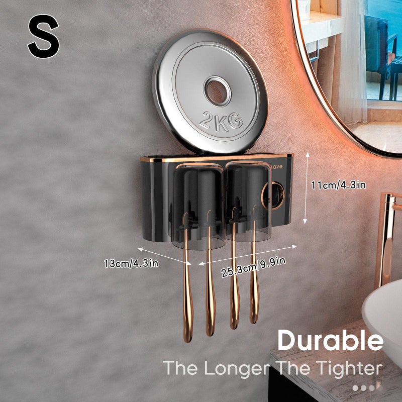 iHave Toothbrush Holders Bathroom Accessories with Toothpaste Dispenser, 2 Cups Toothbrush Holder Wall Mounted Bathroom Decor - Image 5