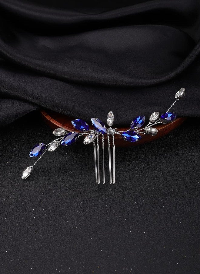 Denifery Blue Hair Comb Sapphire Color Hair Comb Blue and White Hair Comb Darc Blue Hair Comb Bridal Hair Comb Blue Hair Accessories - Image 5