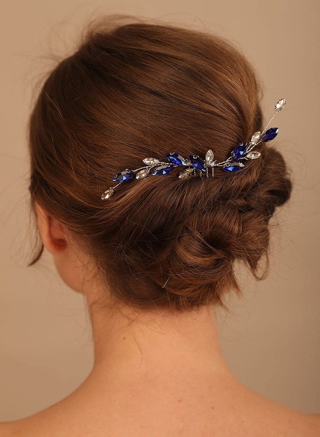Denifery Blue Hair Comb Sapphire Color Hair Comb Blue and White Hair Comb Darc Blue Hair Comb Bridal Hair Comb Blue Hair Accessories - Image 2
