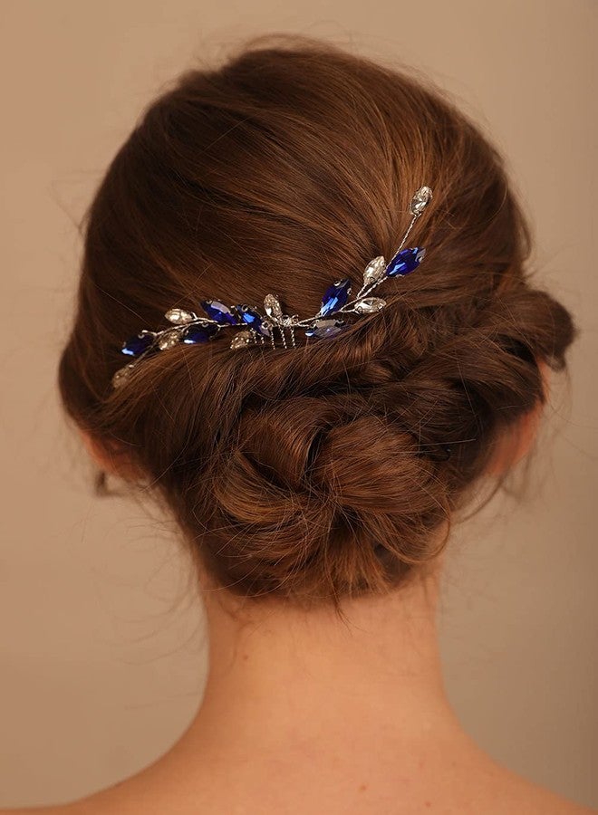 Denifery Blue Hair Comb Sapphire Color Hair Comb Blue and White Hair Comb Darc Blue Hair Comb Bridal Hair Comb Blue Hair Accessories - Image 1