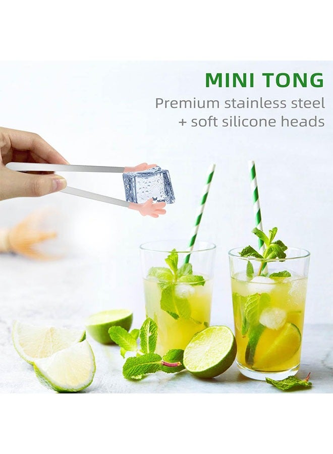 6Pcs Silicone Mini Tongs Hand Shape Heart Shape Gloves Shape Food Tongs Small Stainless Steel Serving Tong for Ice Cube Sugar Fruits Salad Barbecue Grilling Buffet Colourful Kitchen Tongs for Cooking  - Image 4
