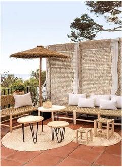 Generic Boho  100% Natural Palm Frames Handmade Round Area Rug Home Kitchen Decor (100cm)  - Image 3
