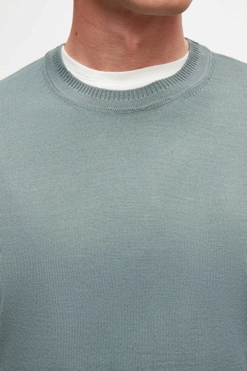 D'S DAMAT Ds Damat Regular Fit Greige Plain Knitted Wool Knitwear Sweater