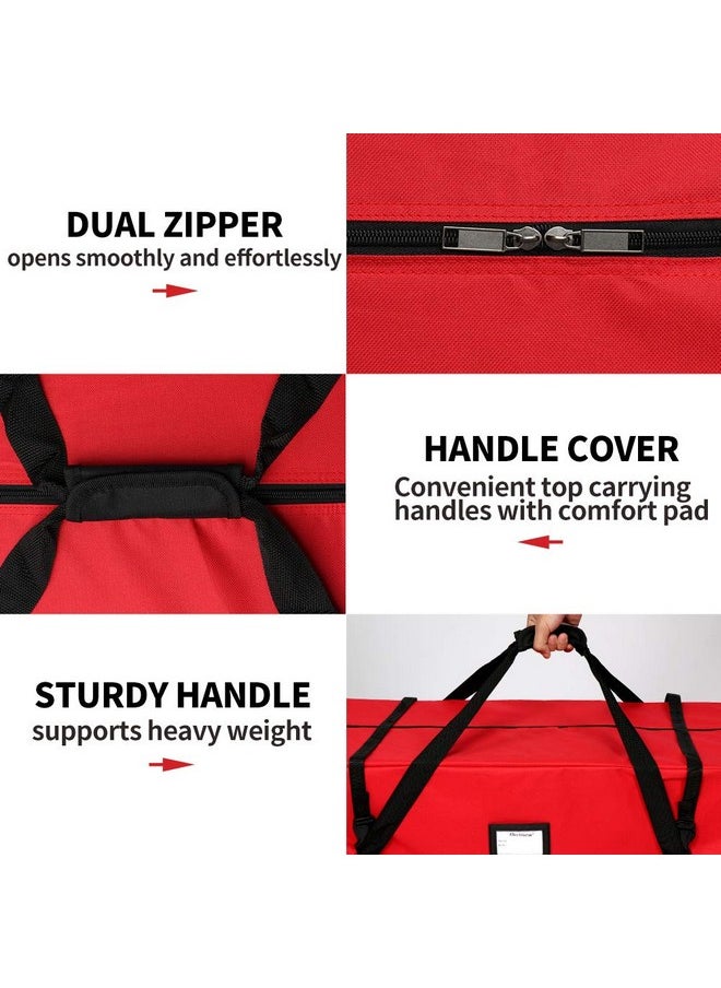 OurWarm OurWarm Christmas Tree Storage Bag Extra Large Heavy Duty Storage Containers for 8 Ft Artificial Tree 600D Oxford Xmas Holiday Tree Storage Bags with Reinforced Handles Zipper, Red 50" x 15" x 20"  - Image 3