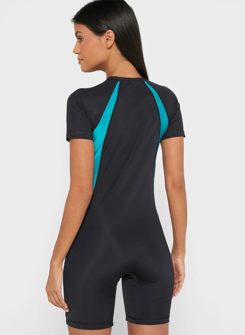 Coega Half Sleeve Zip Detail Swimsuit