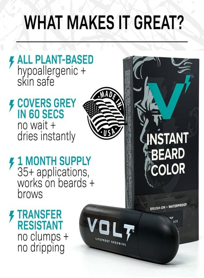 VOLT Grooming Instant Beard Color Single Pack - Smudge and Water Resistant Quick Drying Brush on Color for Beards and Mustaches - 0.35 Fl Oz (10 ml), Mud (Brown) - Image 2