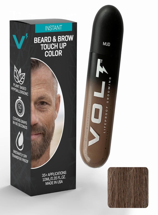 VOLT Grooming Instant Beard Color Single Pack - Smudge and Water Resistant Quick Drying Brush on Color for Beards and Mustaches - 0.35 Fl Oz (10 ml), Mud (Brown) - Image 1