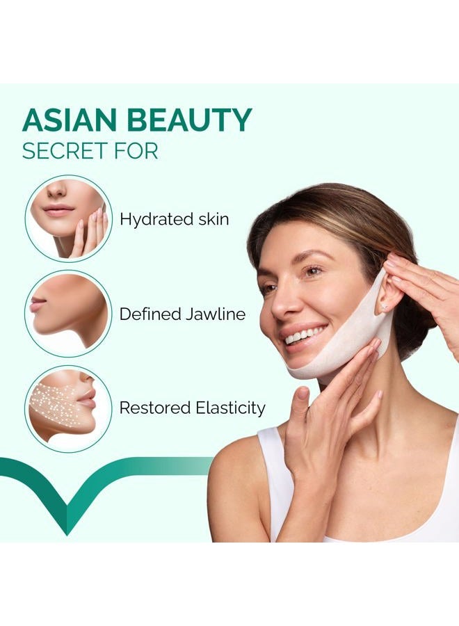 Plantifique V-Line Collagen Mask for face 10 PCS | Chin Strap for Women & Men | V Line Lifting Mask with Collagen and Hyaluronic Acid V Shape Face Tape Chin | Skin Firming - Image 2