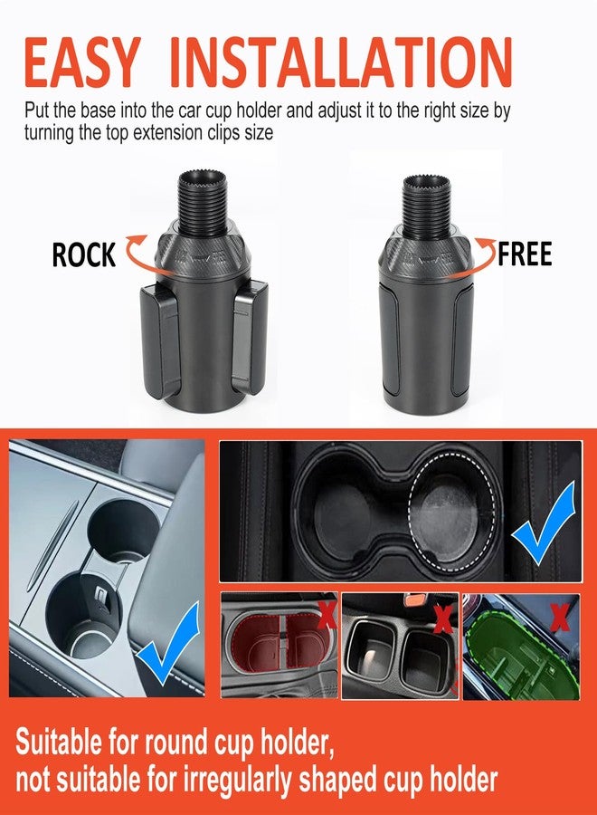 Sancaral Large Car Cup Holder Expander, 3-in-1 Cupholder Extender with Swivel Snack Food Tray Table for Eating, Travel Essentials for Road Trips for Driver. - Image 5
