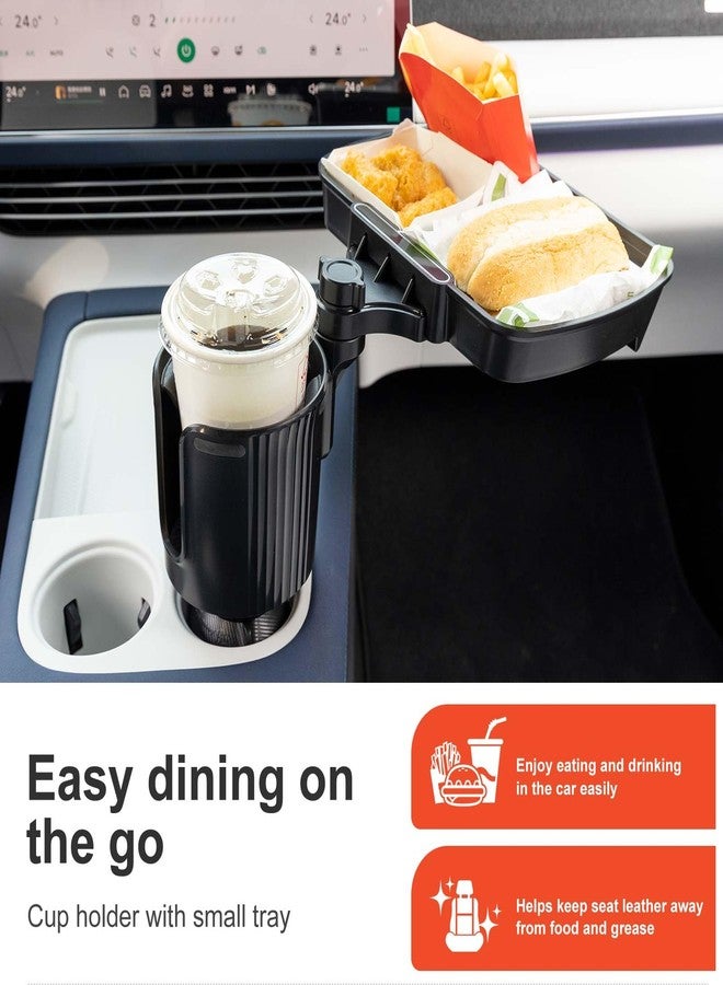 Sancaral Large Car Cup Holder Expander, 3-in-1 Cupholder Extender with Swivel Snack Food Tray Table for Eating, Travel Essentials for Road Trips for Driver. - Image 2