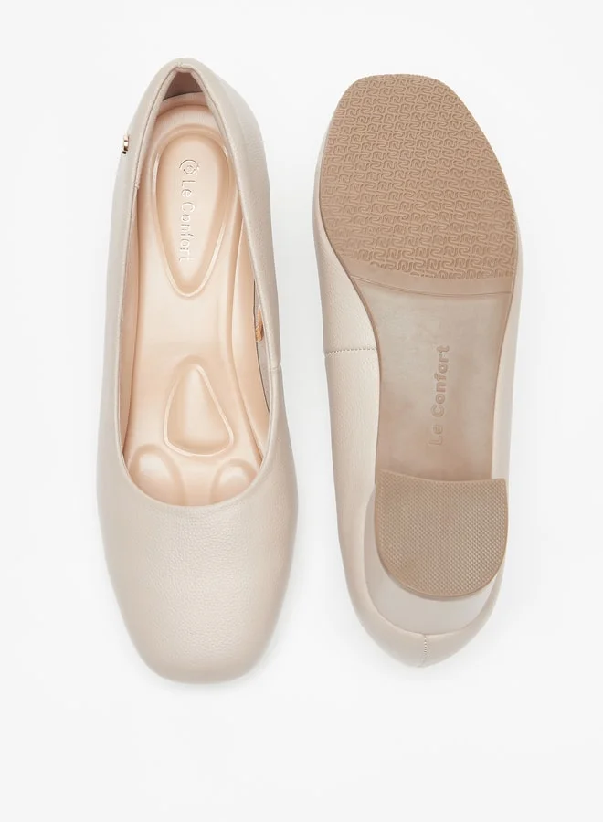 Le Confort Textured Slip-On Shoes with Block Heels