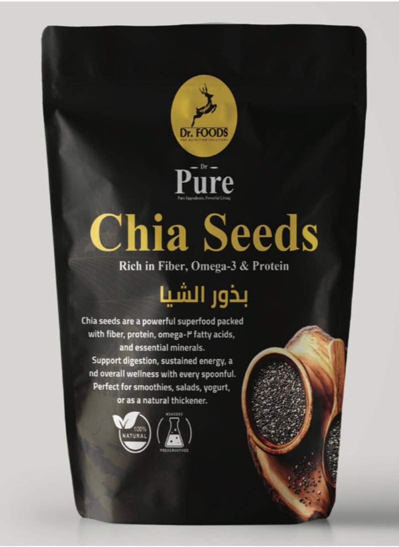 Dr. Foods Dr. Foods Pure Chia Seeds, 200 g – Natural Black Super Seeds Rich in Omega-3, Fiber & Protein | Gluten-Free · Vegan · Premium Quality 