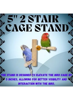 Sage Square Sage Square Natural Wood 2 Stairs Bird Playful Climbing Cage Bars Fix Stand for Cage Accessory Perch Bird Toy for Budgies, Java, Finch, Canary and Other Small Birds  - Image 4