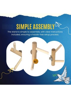 Sage Square Sage Square Natural Wood 2 Stairs Bird Playful Climbing Cage Bars Fix Stand for Cage Accessory Perch Bird Toy for Budgies, Java, Finch, Canary and Other Small Birds  - Image 3