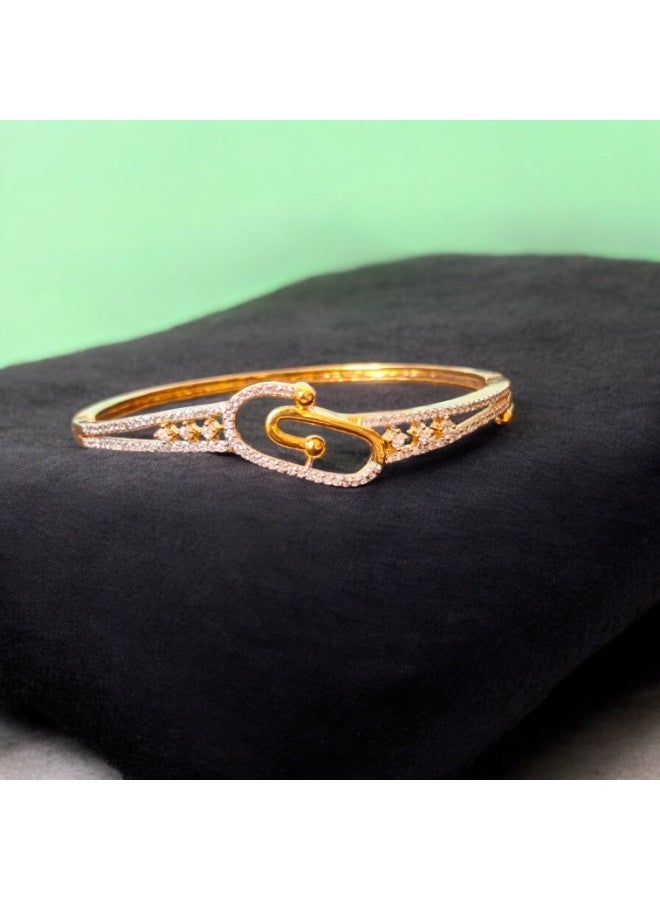 Pretty Precious Cubic Zirconia  Openable Kada | Cubic Zirconia  Openable Brecelet – Elegant Gold Plated Openable Bangle for Women and Girls - Image 3