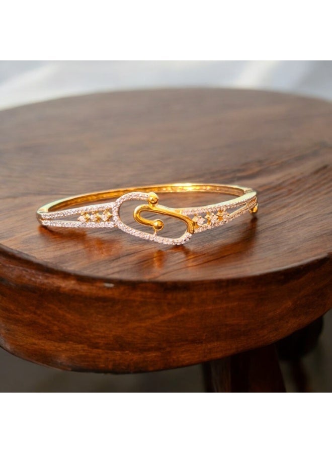 Pretty Precious Cubic Zirconia  Openable Kada | Cubic Zirconia  Openable Brecelet – Elegant Gold Plated Openable Bangle for Women and Girls - Image 4