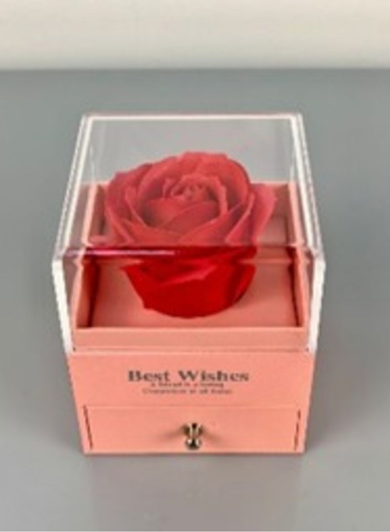 wardi Red Artificial Rose in Pink Box