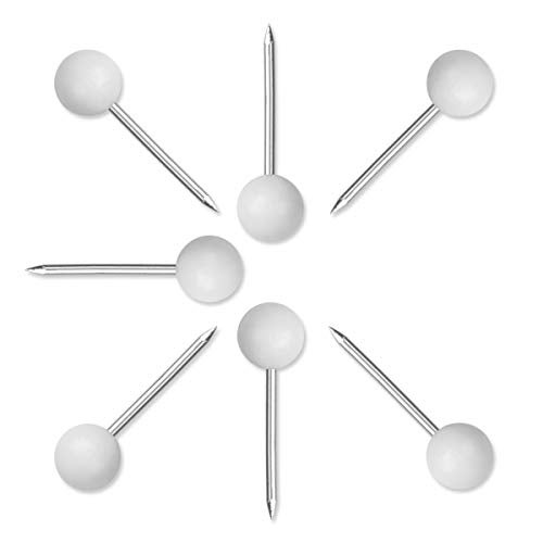 Yalis Push Pins Map Tacks 1/8-Inch Assorted Color Beads Head Map Marking Push Pins,500-count (White) - Image 2