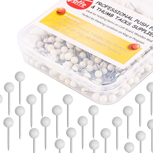 Yalis Push Pins Map Tacks 1/8-Inch Assorted Color Beads Head Map Marking Push Pins,500-count (White) - Image 1