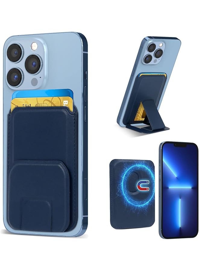 Green Tiger erorex Magnetic Phone Stand Wallet for Apple MagSafe, Detachable Card Holder for Back of Phone, Phone Wallet Sleeve for iPhone 12 Pro MAX Navy, 1 Piece - Image 1