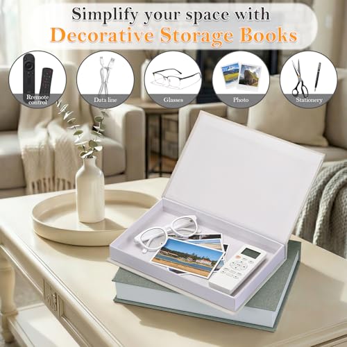 Befumly Realistic Decorative Book Boxes with Hidden Storage, Set of 2 Linen Faux Books, Sturdy and Neutral Home Decor for Coffee Table, Bookshelf, Entryway and Office - Image 4