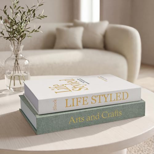 Befumly Realistic Decorative Book Boxes with Hidden Storage, Set of 2 Linen Faux Books, Sturdy and Neutral Home Decor for Coffee Table, Bookshelf, Entryway and Office - Image 1