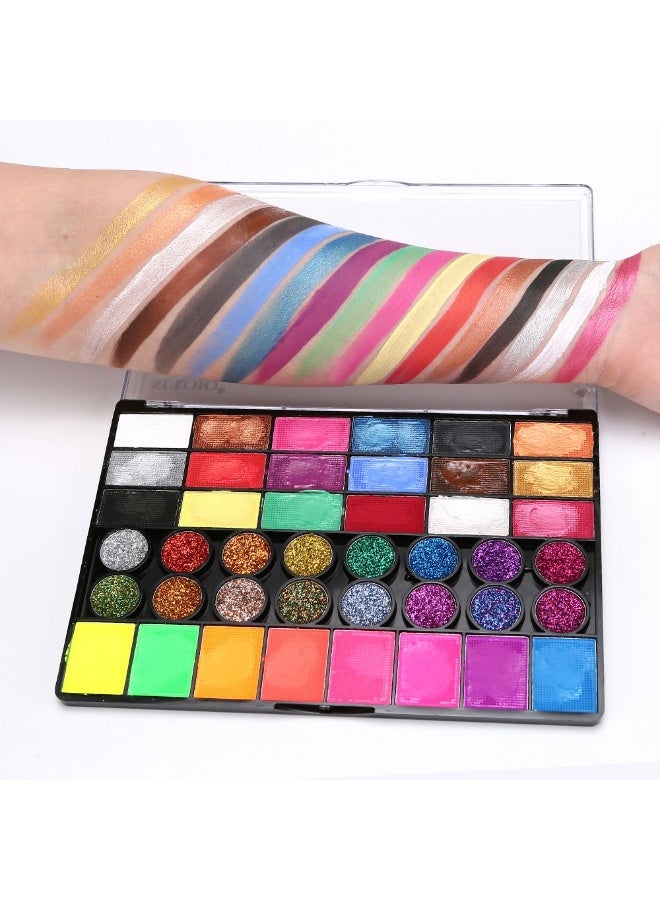 JAYATO 42 Colors Body Face Paint Cosplay Makeup Palette Kit, Professional Face Painting Kit for Kids & Adults, with 6 pcs Models for Halloween with 10 pcs Brushes, Girl Birthday Gift - Image 3