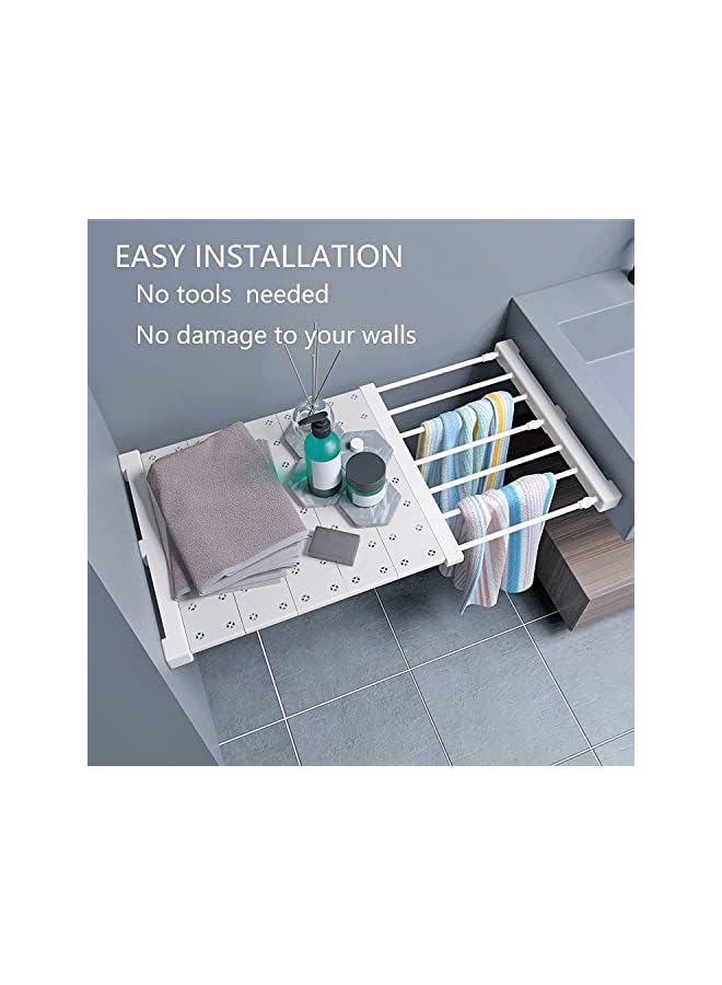 Zaboon رف شد الخزانة وقضيب الحمام والمطبخ والجراج رف تخزين تلسكوبي قابل للتوسيع وقابل للتعديل وخزانة ملابس وخزانة ملابس وفاصل موفر للمساحة 73125 سم - Image 3