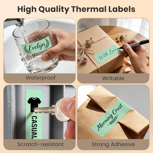 FINDAT 3×1 Inch Green Thermal Labels Vinyl Rectangle Waterproof Direct Printer Stickers Color Self-Adhesive File Folder Label for Name Logo DIY Barcodes Office Address 500 PCS - Image 5