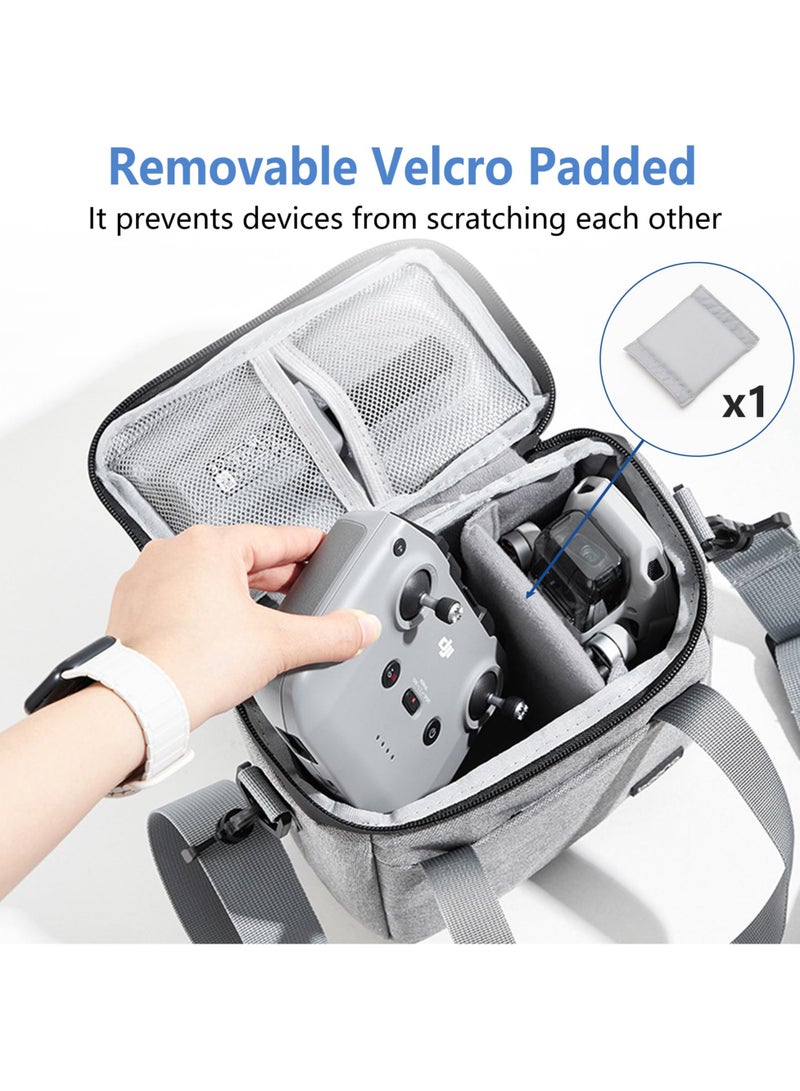 Excefore Travel Carrying Case for DJI Mini 4K/Mini 4/Mini 2 SE, Portable Small Shoulder Bag for DJI Drone and Controller Accessories, Waterproof Oxford Drone Storage Bag with Should Strap Handle (Grey) - Image 2