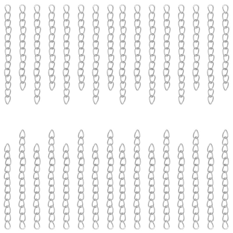 100Pcs Necklace Chain Extender for Jewelry MakingStainless Steel Bracelets Extender Bracelet Chain Extenders Chains Extension Tails for Necklaces BraceletAnkletsJewelry Making SuppliesSilver