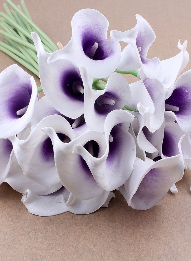 Wuudi 20pcs Calla Lily Bridal Wedding Bouquet Head Latex Real Touch Flower Bouquets(Purple) - Image 2