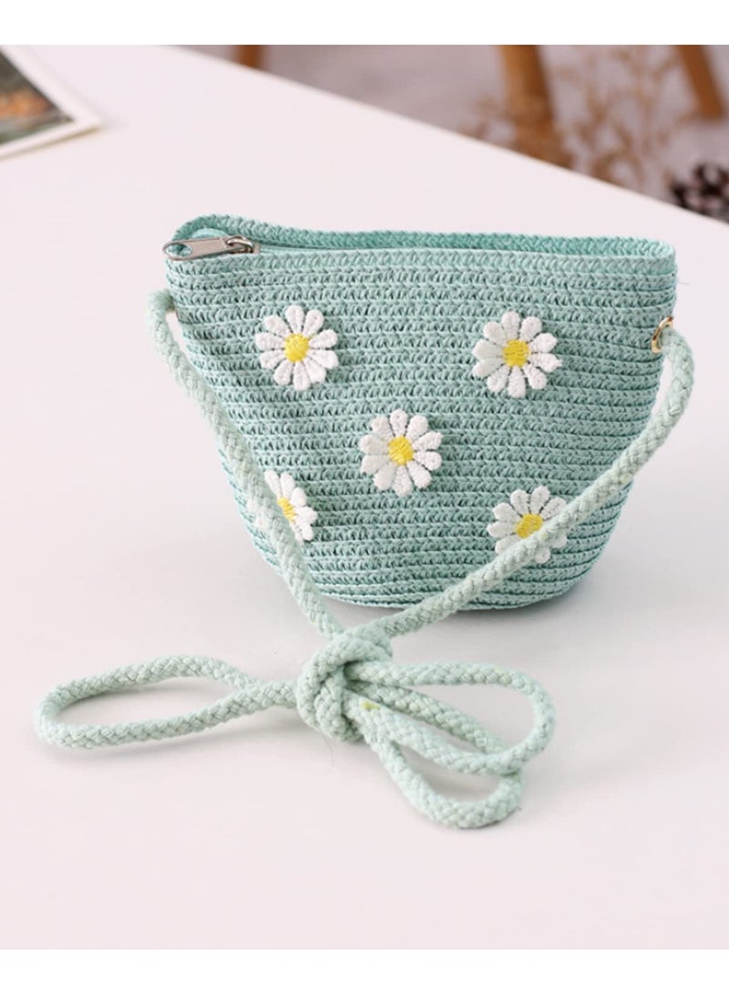Kids Girls Large Wide Brim Straw Woven Sun Hat Summer Floppy Bucket Cap Beach Hat with Portable Handbag UV Protection for Outdoor Travel Party  - Image 4