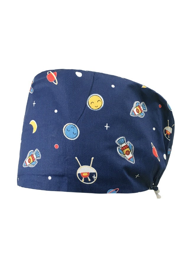 NIBEMINENT Nice-looking Printing Doctor Hat Surgical Cap for Long Hair Classic Nurse Baotou Caps Women Men Sweat-absorbent Towel Scrub Hat