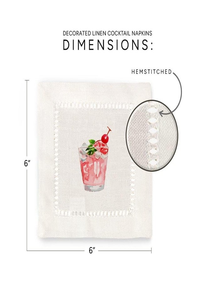Jolitee Decorative Hemstitch Cocktail Napkins, 6"x6" Washable Linen-Like Cloth Napkins, Handmade for Entertaining and Everyday Use (Cocktails) - Image 5