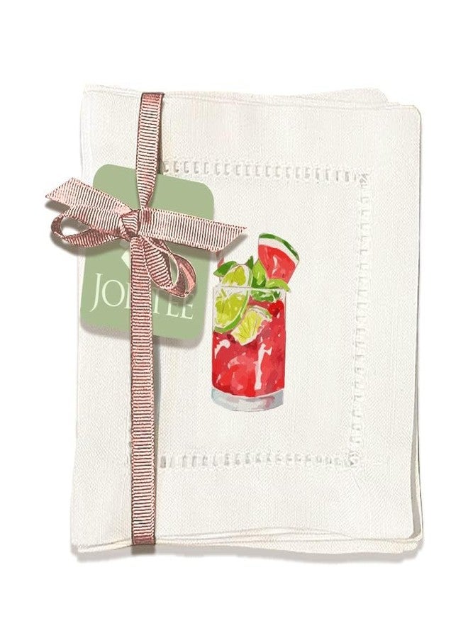Jolitee Decorative Hemstitch Cocktail Napkins, 6"x6" Washable Linen-Like Cloth Napkins, Handmade for Entertaining and Everyday Use (Cocktails) - Image 2