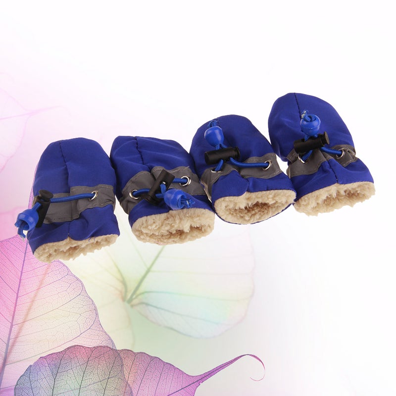 4pcs Anti-skid Pet Shoe Rain Boots Dog Foot Cover Thick Plush Dog Boots Sole Pet Shoes ( Size 2） - Image 2