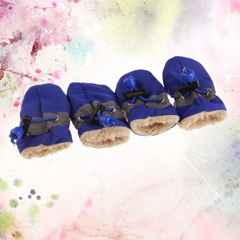 4pcs Anti-skid Pet Shoe Rain Boots Dog Foot Cover Thick Plush Dog Boots Sole Pet Shoes ( Size 2） - Image 3
