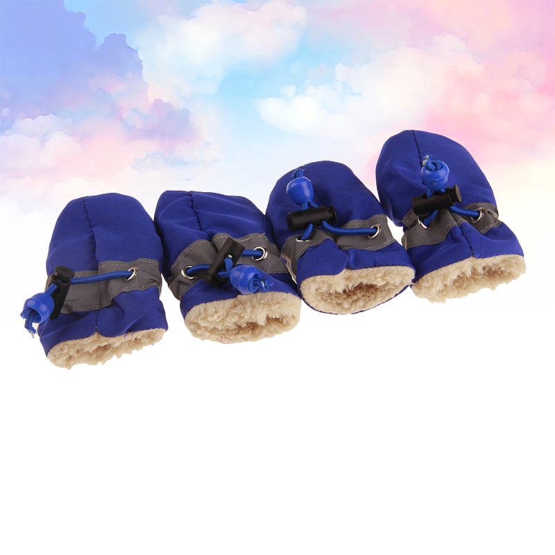 4pcs Anti-skid Pet Shoe Rain Boots Dog Foot Cover Thick Plush Dog Boots Sole Pet Shoes ( Size 2） - Image 5