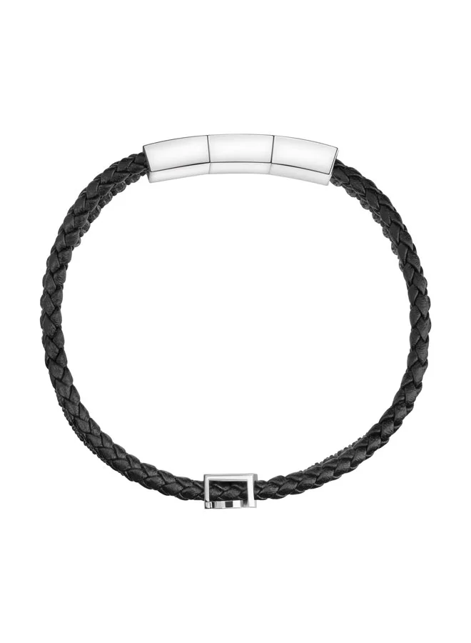 Saint Honore Paris Logo Black Macramé Braided Leather Bracelet for Men