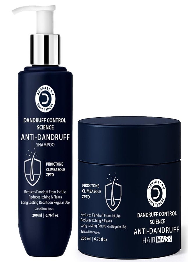 Dermistry Anti-Dandruff Contol Hair Shampoo & Mask Climbazole Piroctone ZPTO for Dryness Flakes Itching Exfoliates Oily Itchy Scalp For Dry Frizzy Curly All Hair Type Men Women 400ML - Image 1