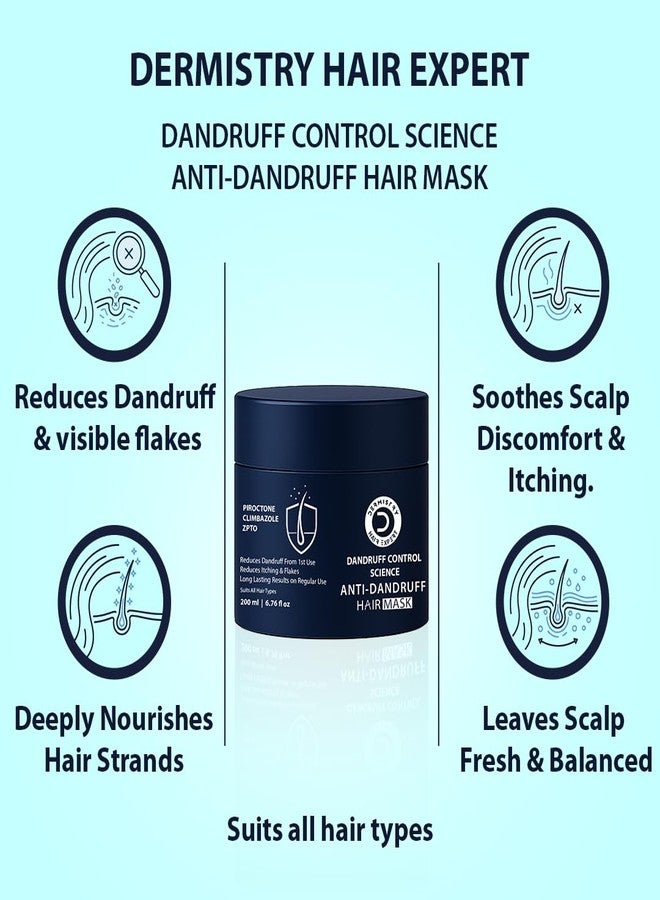 Dermistry Anti-Dandruff Contol Hair Shampoo & Mask Climbazole Piroctone ZPTO for Dryness Flakes Itching Exfoliates Oily Itchy Scalp For Dry Frizzy Curly All Hair Type Men Women 400ML - Image 5