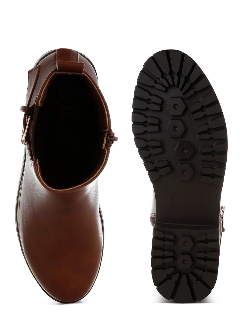 لندن راج أحذية الكاحل النسائية من لندن راغ، مزينة بإبزيم سميك، باللون البني الفاتح - Image 4