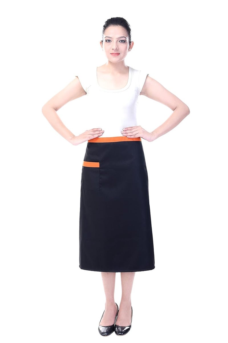 Switchon polyester one waterproof Bib Apron plus one waist apron black orange - Image 4