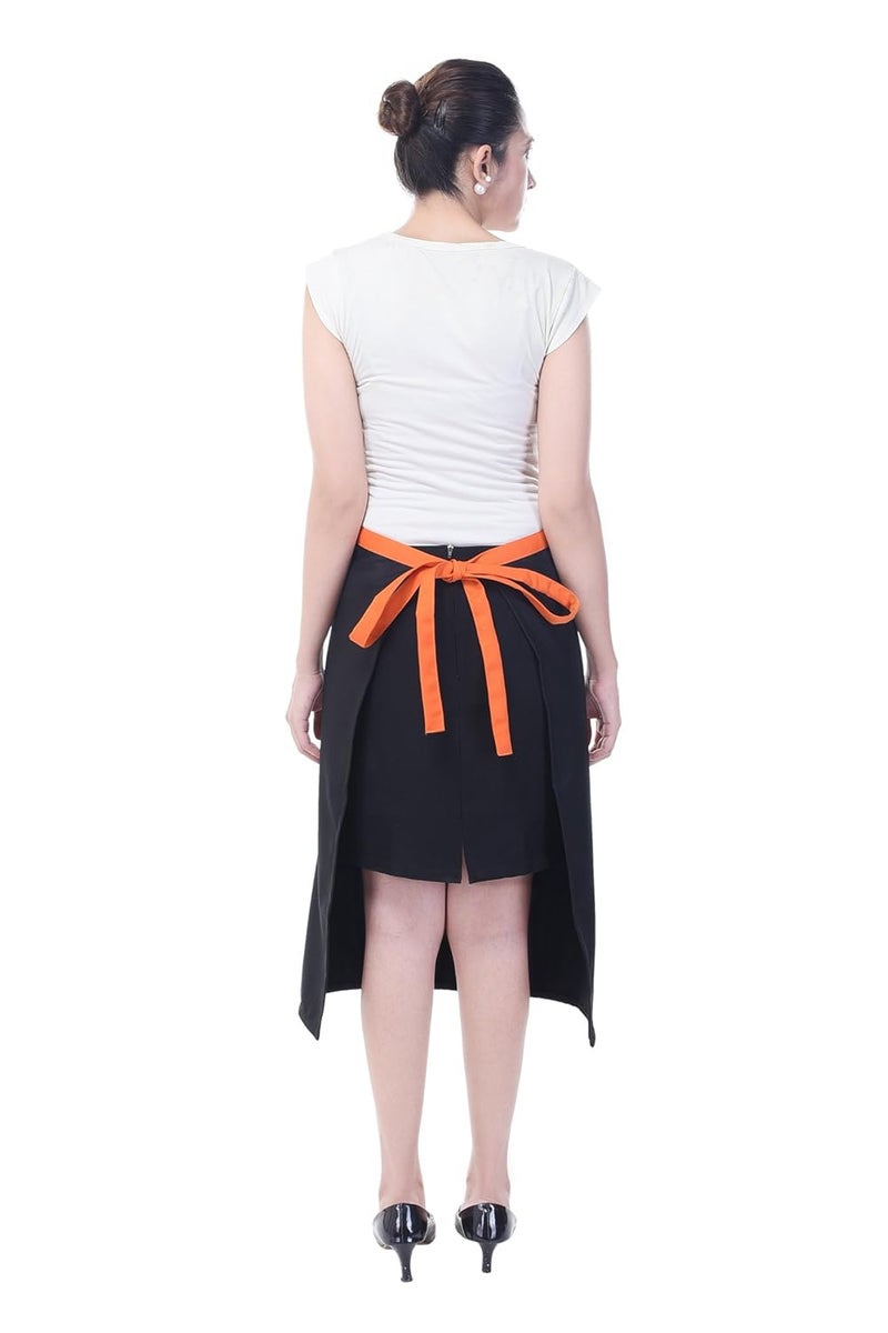 Switchon polyester one waterproof Bib Apron plus one waist apron black orange - Image 2
