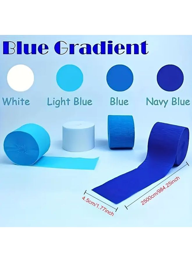 Elegant Pom Pom Ruffled Paper Decoration Roll White Blue Birthday Wedding - Image 5