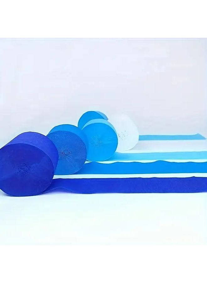 Elegant Pom Pom Ruffled Paper Decoration Roll White Blue Birthday Wedding - Image 4