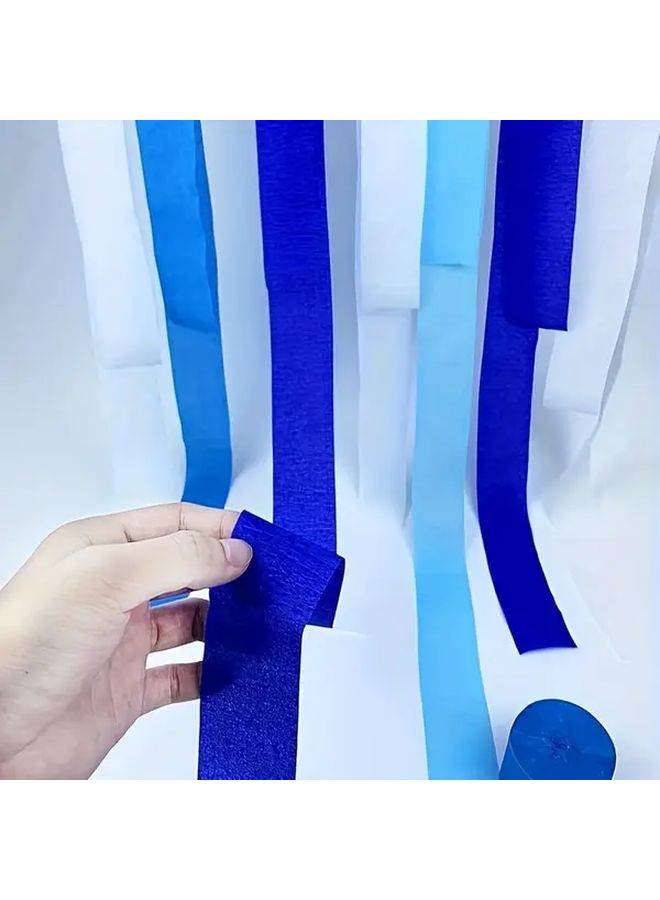 Elegant Pom Pom Ruffled Paper Decoration Roll White Blue Birthday Wedding - Image 2