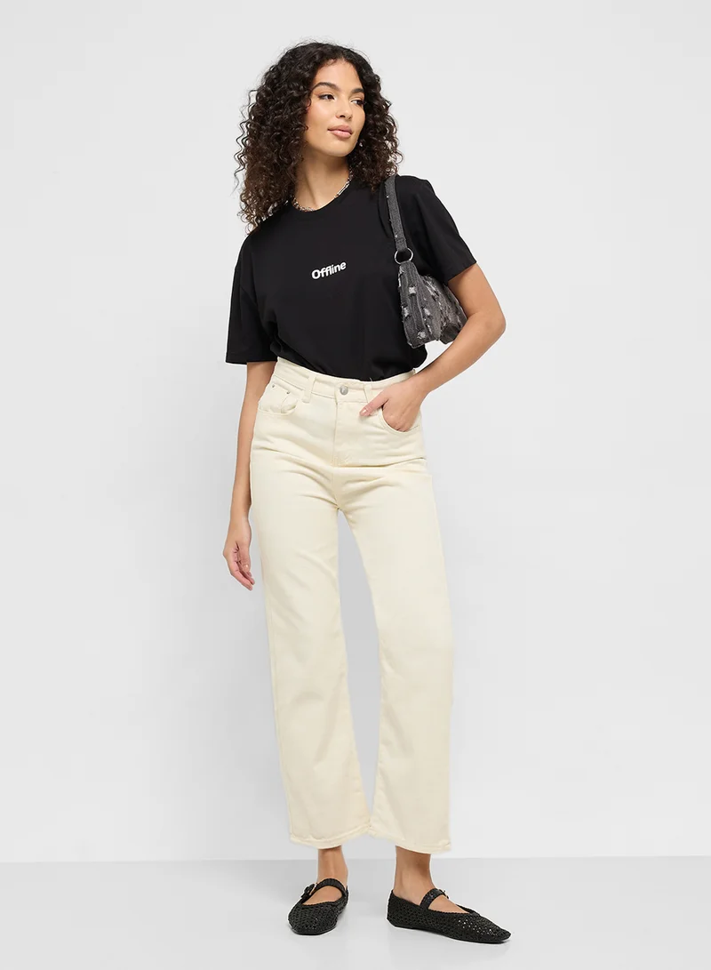 Ginger Crew Neck Slogan T-Shirt